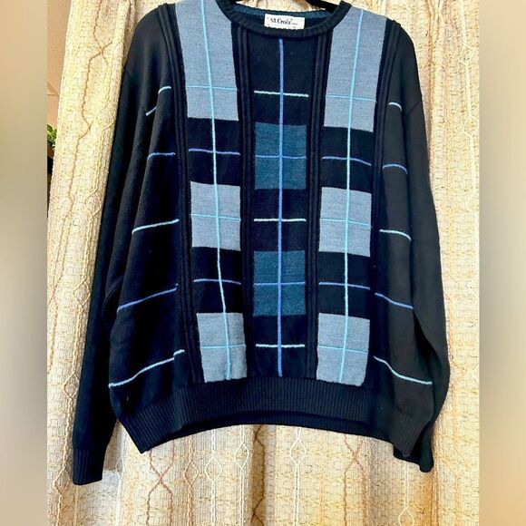 St Croix Men's XL black/blue sweater - Picture 1 of 6
